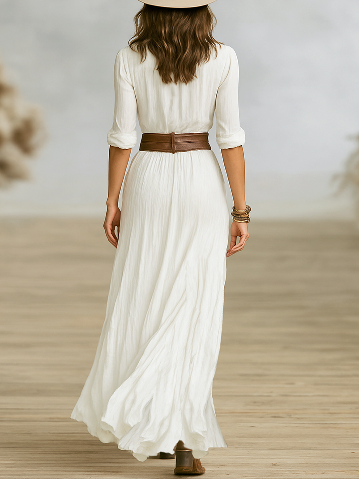 Women's Boho V-Neck Flowy Maxi Dress-Metro Lane Plaza