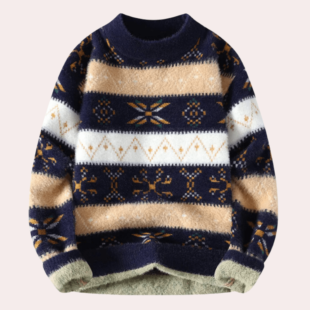 Men's Patterned Crew Neck Sweater