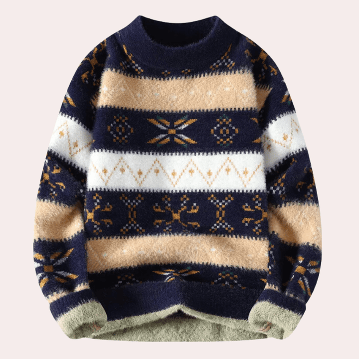Men's Patterned Crew Neck Sweater