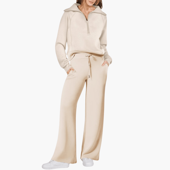 Rosie | Women's Cozy Stylish Zip Up Lounge Set-Metro Lane Plaza