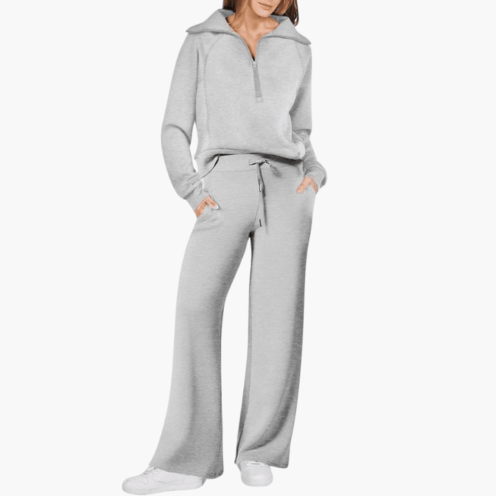 Rosie | Women's Cozy Stylish Zip Up Lounge Set-Metro Lane Plaza