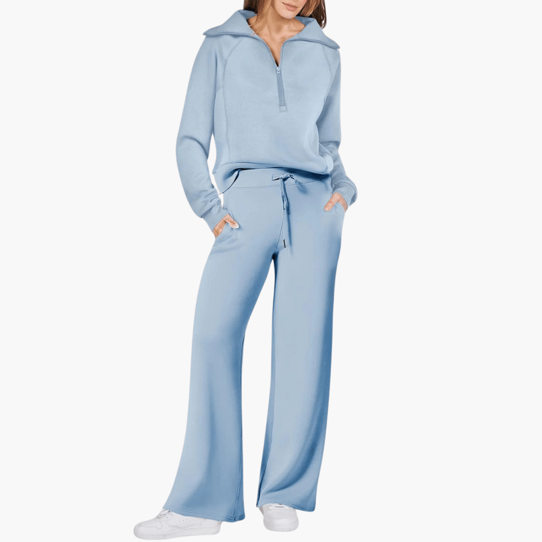 Rosie | Women's Cozy Stylish Zip Up Lounge Set-Metro Lane Plaza