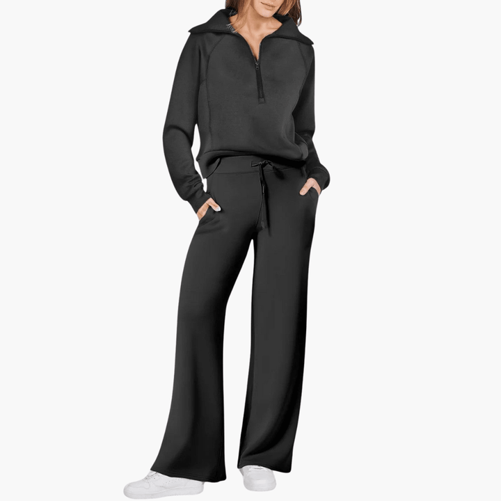 Rosie | Women's Cozy Stylish Zip Up Lounge Set-Metro Lane Plaza