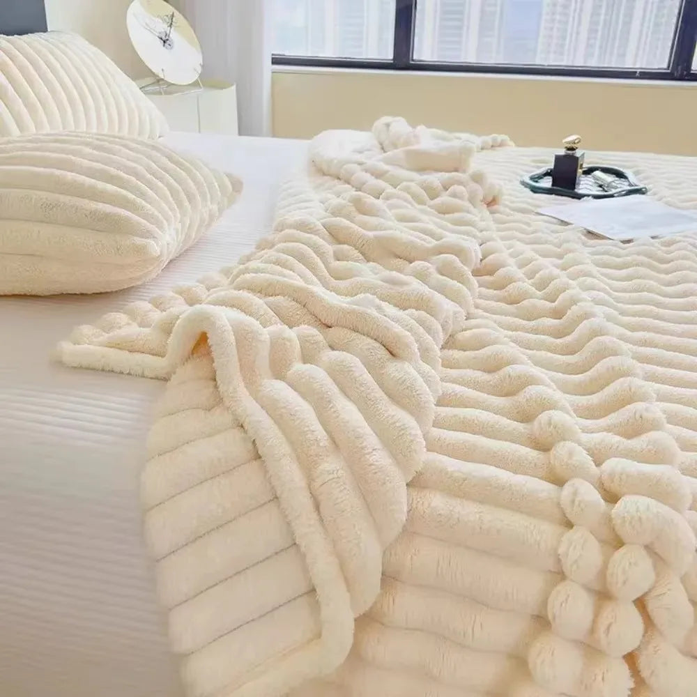 Cozy Ribbed Throw Blanket - Ultra-Plush Comfort-Metro Lane Plaza