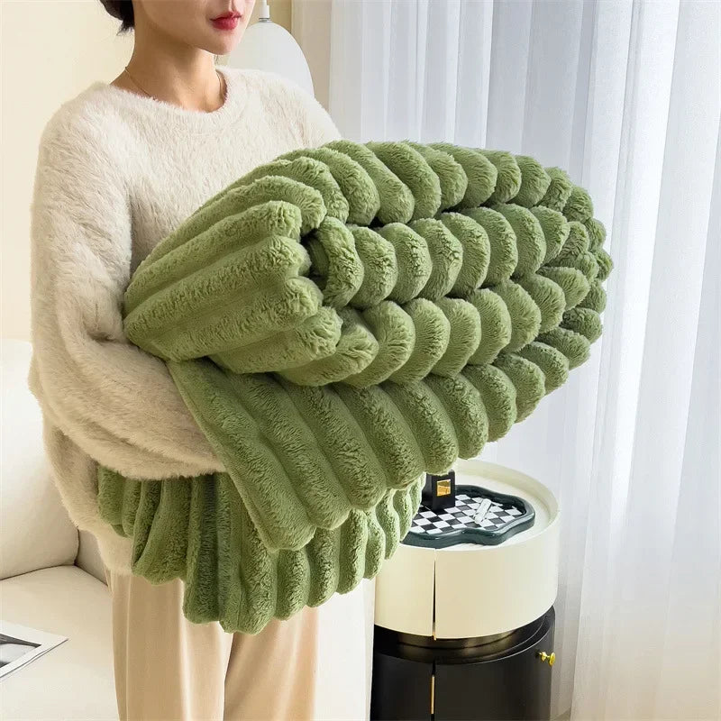 Cozy Ribbed Throw Blanket - Ultra-Plush Comfort-Metro Lane Plaza