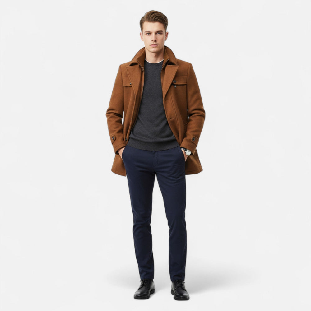 Adrian | Men's Elegant Timeless Winter Trench Coat-Metro Lane Plaza