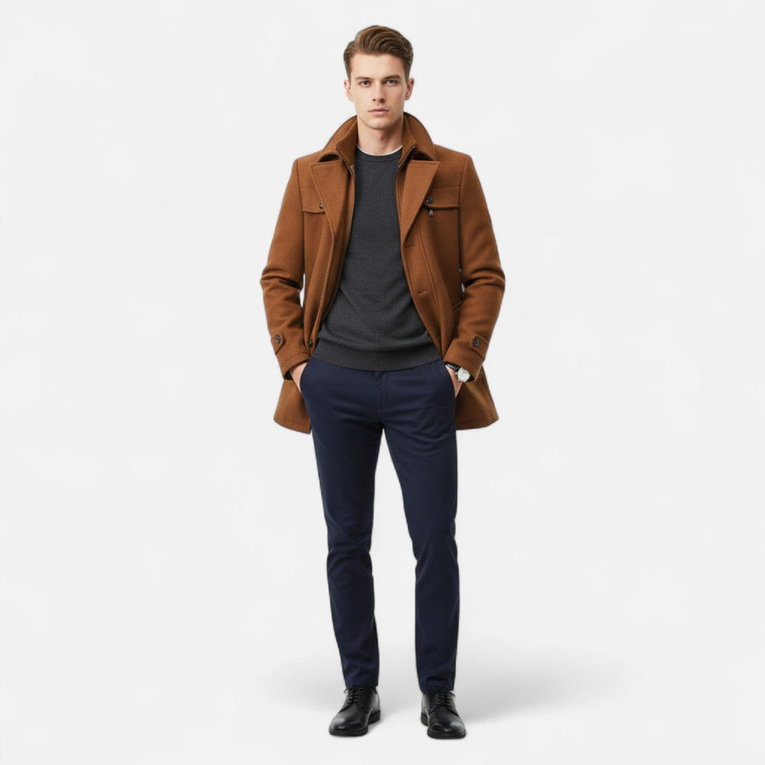Adrian | Men's Elegant Timeless Winter Trench Coat-Metro Lane Plaza
