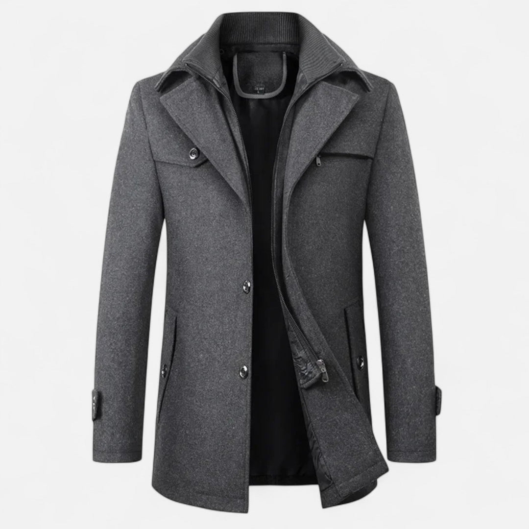 Adrian | Men's Elegant Timeless Winter Trench Coat-Metro Lane Plaza