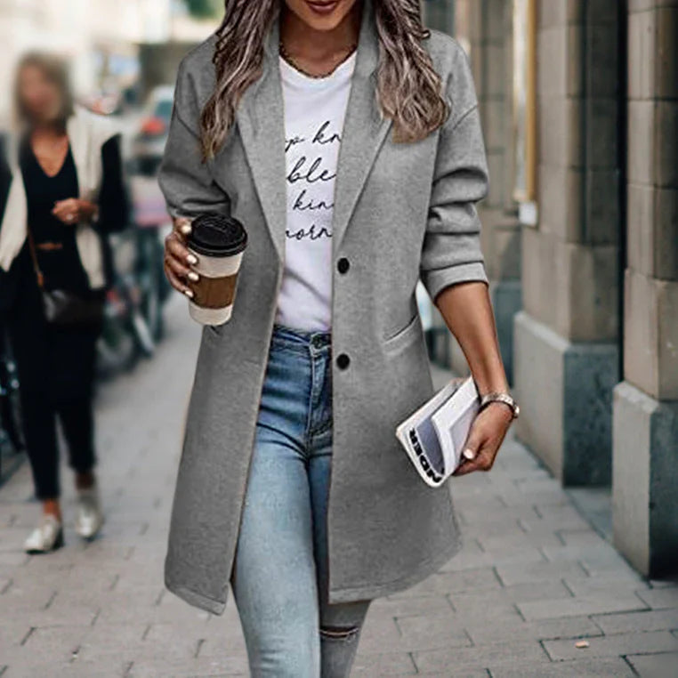 Isabella | Women's Stylish Timeless Long Blazer-Metro Lane Plaza