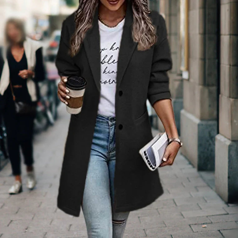 Isabella | Women's Stylish Timeless Long Blazer-Metro Lane Plaza