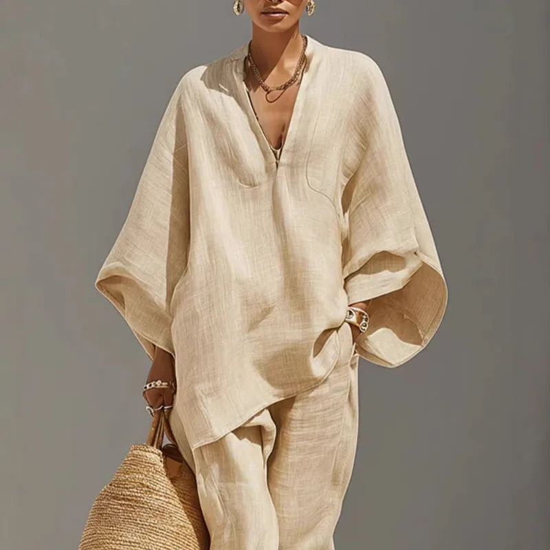 Elizabeth | Women's Elegant Batwing Sleeve Two-Piece Outfit-Metro Lane Plaza