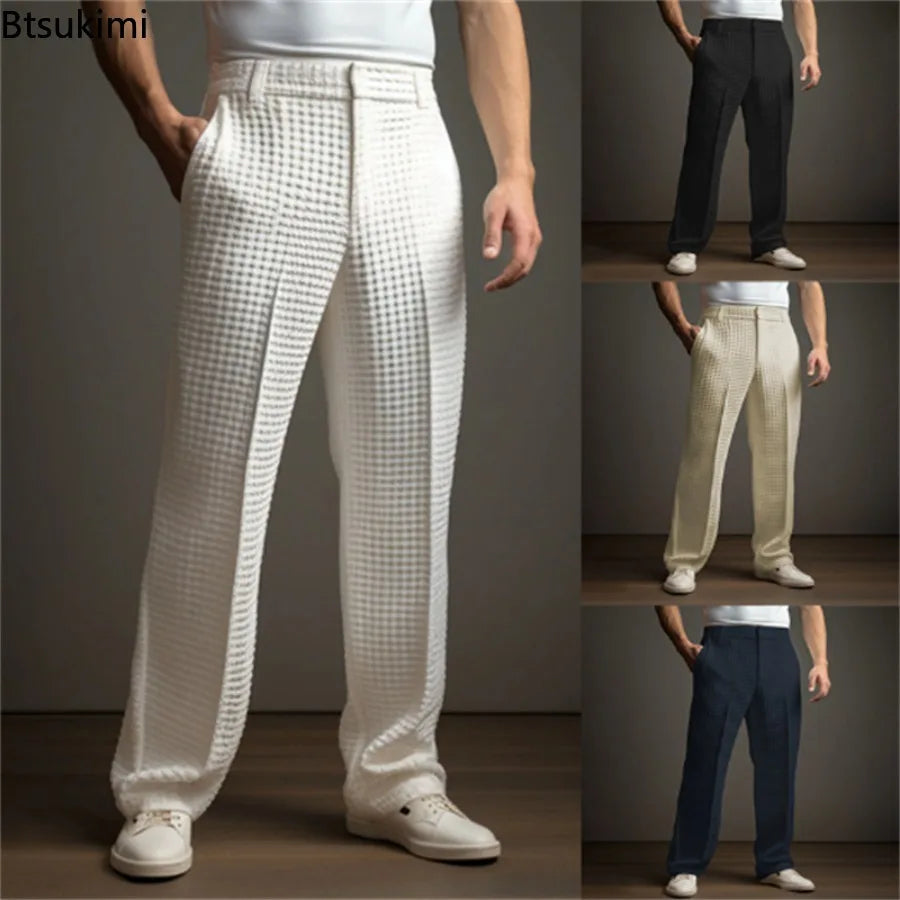 Finn | Men's Relaxed Waffle Texture Trousers-Metro Lane Plaza