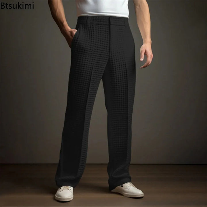 Finn | Men's Relaxed Waffle Texture Trousers-Metro Lane Plaza
