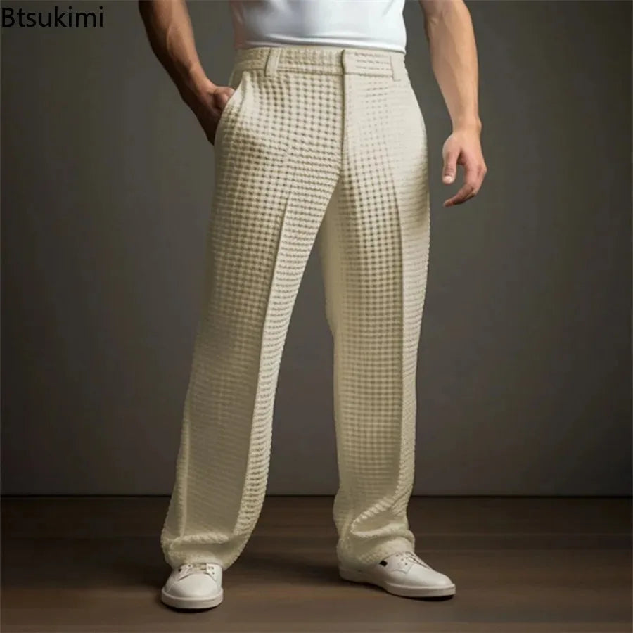 Finn | Men's Relaxed Waffle Texture Trousers-Metro Lane Plaza