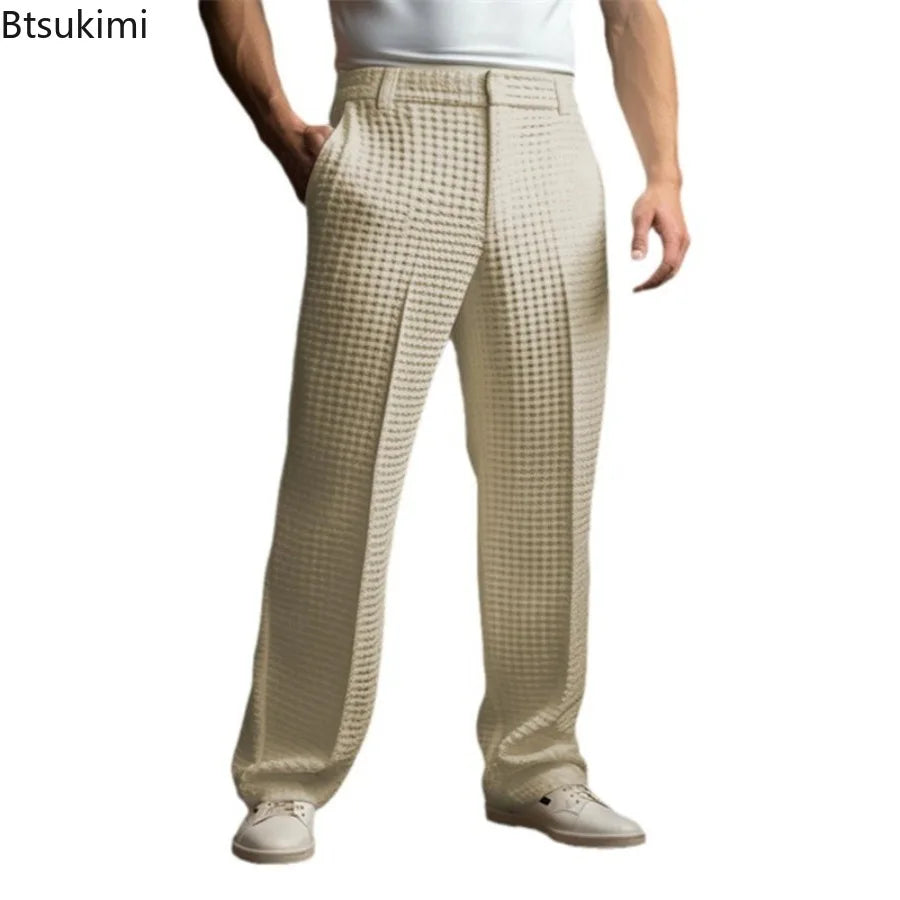 Finn | Men's Relaxed Waffle Texture Trousers-Metro Lane Plaza