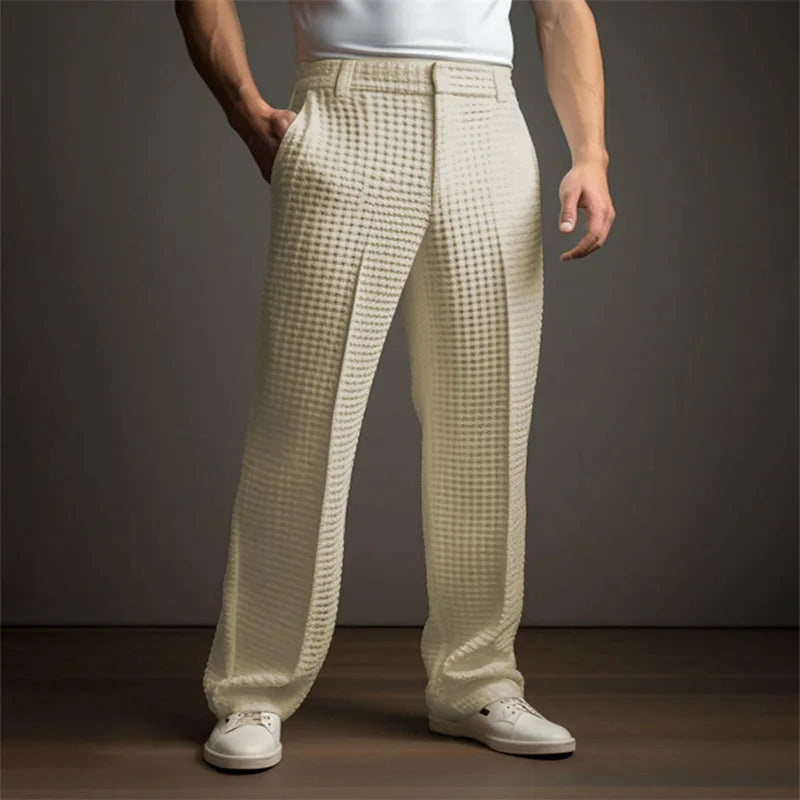 Finn | Men's Relaxed Waffle Texture Trousers-Metro Lane Plaza