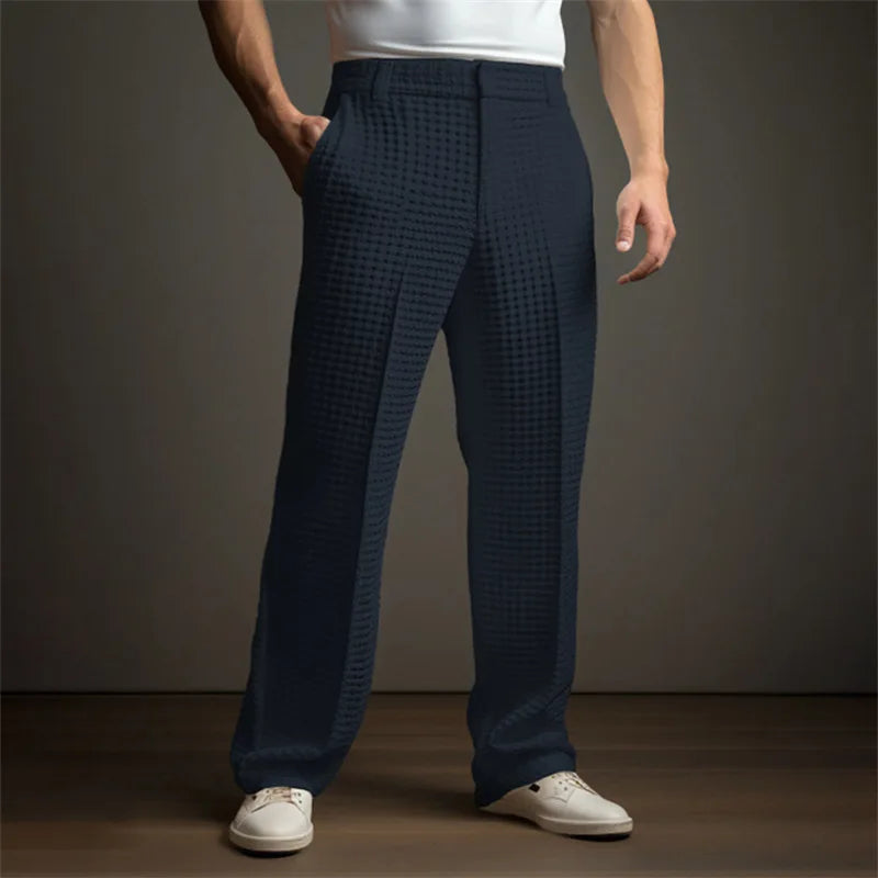 Finn | Men's Relaxed Waffle Texture Trousers-Metro Lane Plaza