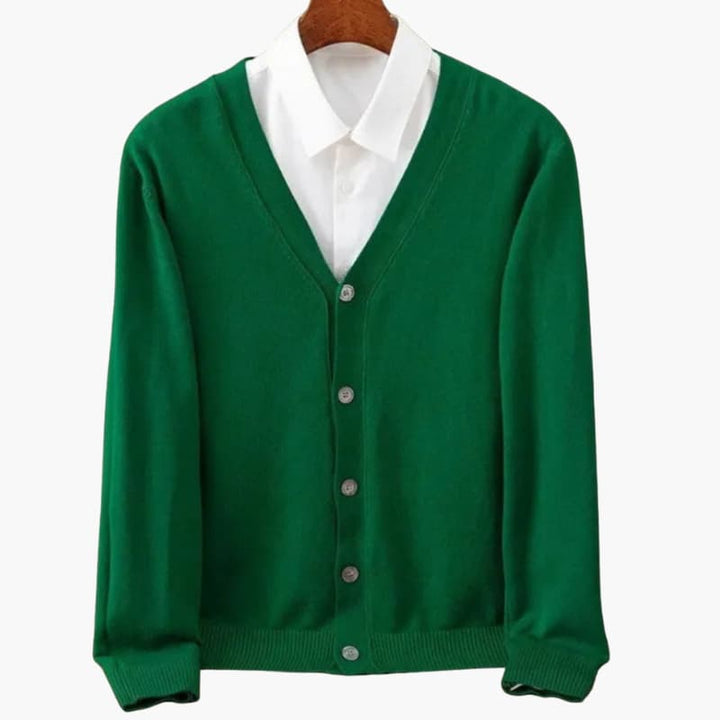 Cardigan classico da uomo con scollo a V e abbottonatura frontale
