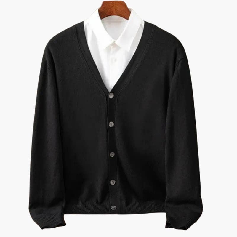 Cardigan classico da uomo con scollo a V e abbottonatura frontale
