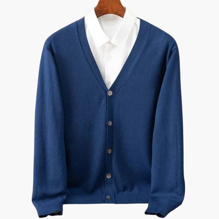 Cardigan classico da uomo con scollo a V e abbottonatura frontale