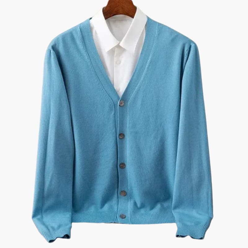 Cardigan classico da uomo con scollo a V e abbottonatura frontale
