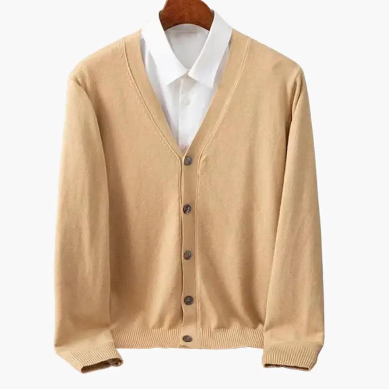 Cardigan classico da uomo con scollo a V e abbottonatura frontale