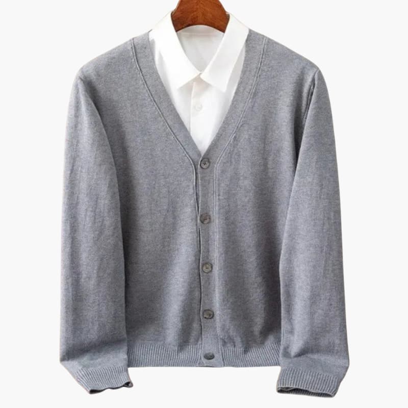 Cardigan classico da uomo con scollo a V e abbottonatura frontale