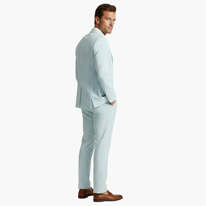 Men's Summer Two-Piece Suit with Pinstripes and Slim Fit