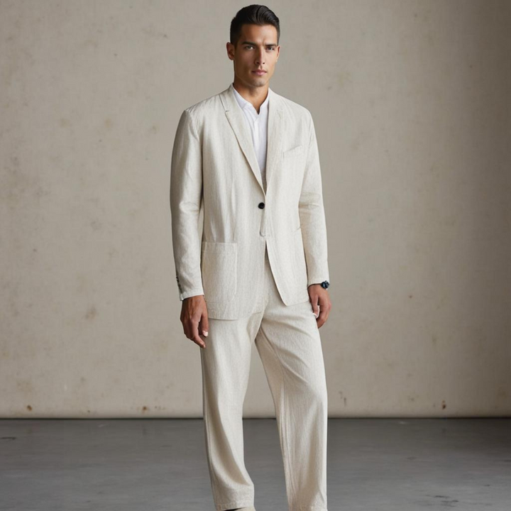 Men's 3-Piece Breathable Linen Summer Suit Set-Metro Lane Plaza