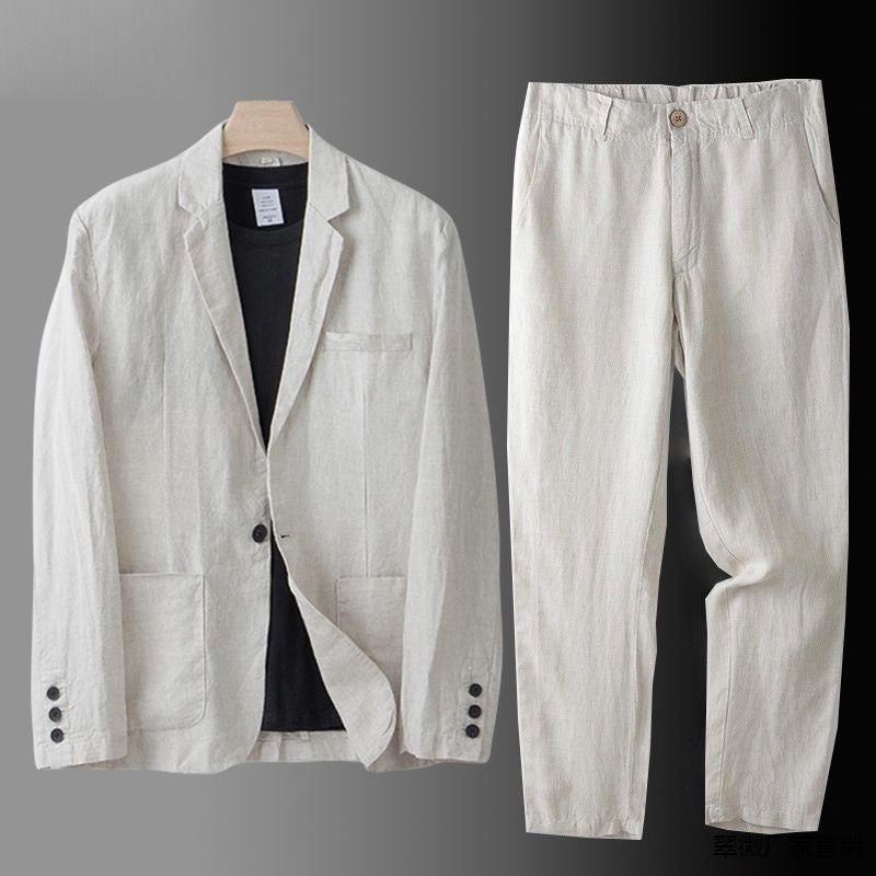 Men's 3-Piece Breathable Linen Summer Suit Set-Metro Lane Plaza