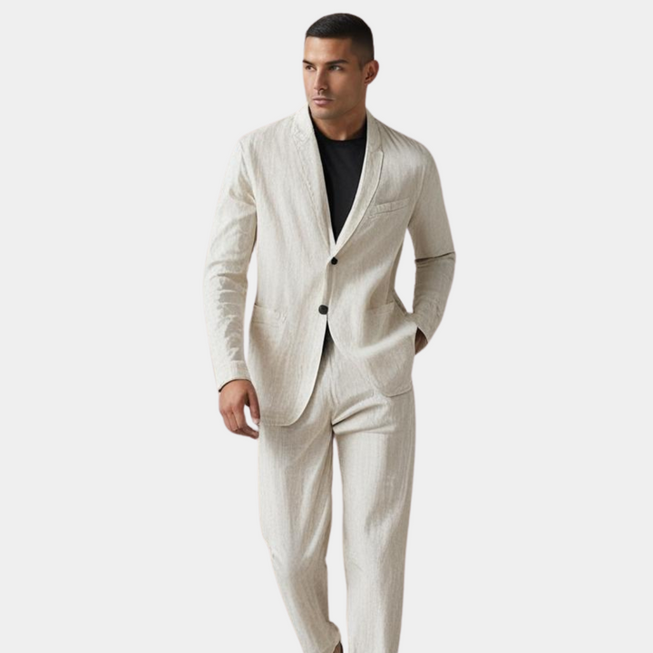 Men's 3-Piece Breathable Linen Summer Suit Set-Metro Lane Plaza