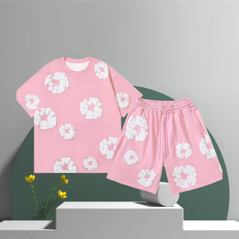 Men's 3D Floral Print Shorts Set – Cotton Summer Casual-Metro Lane Plaza