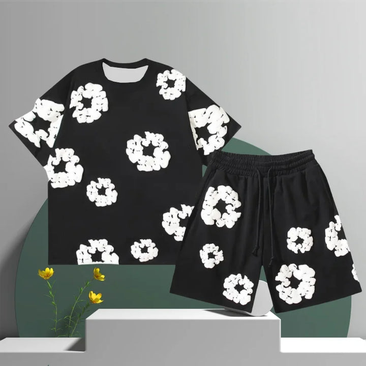 Men's 3D Floral Print Shorts Set – Cotton Summer Casual-Metro Lane Plaza