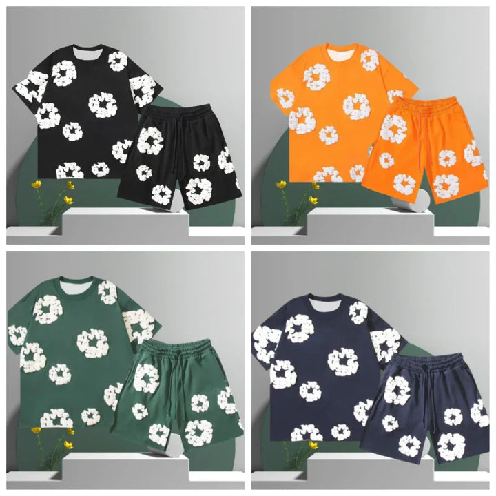 Men's 3D Floral Print Shorts Set – Cotton Summer Casual-Metro Lane Plaza