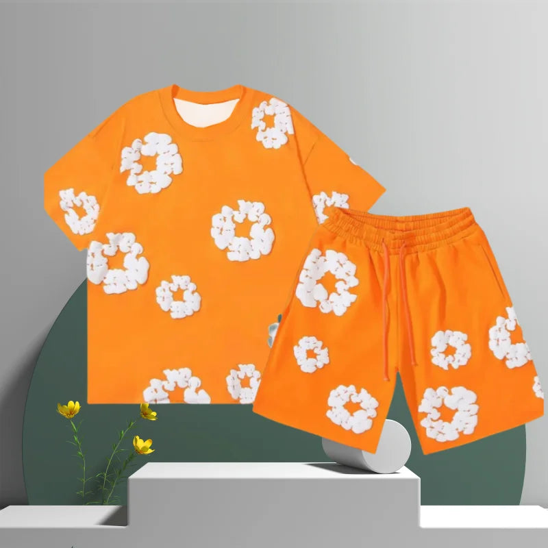 Men's 3D Floral Print Shorts Set – Cotton Summer Casual-Metro Lane Plaza