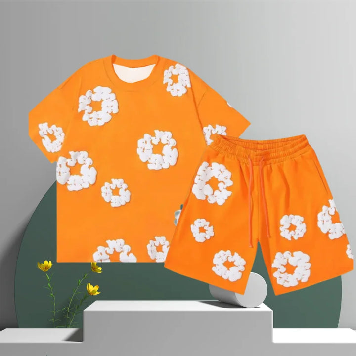 Men's 3D Floral Print Shorts Set – Cotton Summer Casual-Metro Lane Plaza
