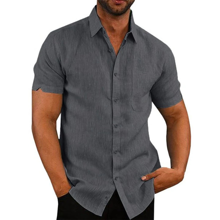 Men's Casual Cotton Linen Short Sleeve Shirts for Summer Beach Wear-Metro Lane Plaza