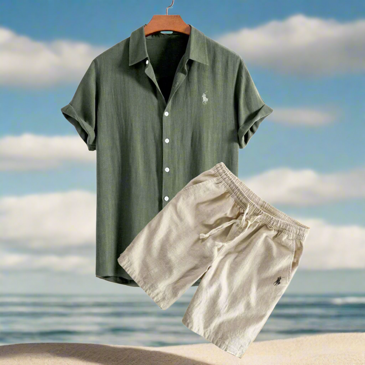 Men's Linen Shirt and Shorts Set – Summer Vacation Outfit-Metro Lane Plaza