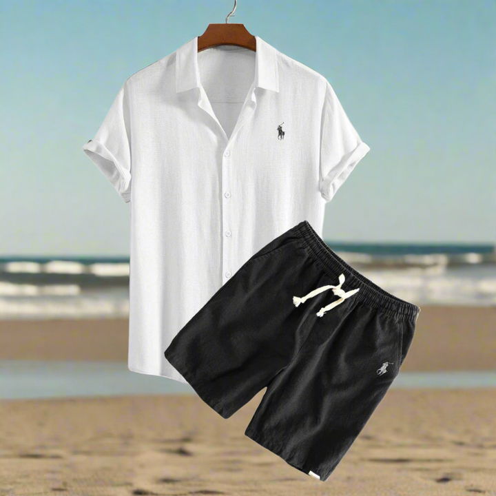 Men's Linen Shirt and Shorts Set – Summer Vacation Outfit-Metro Lane Plaza