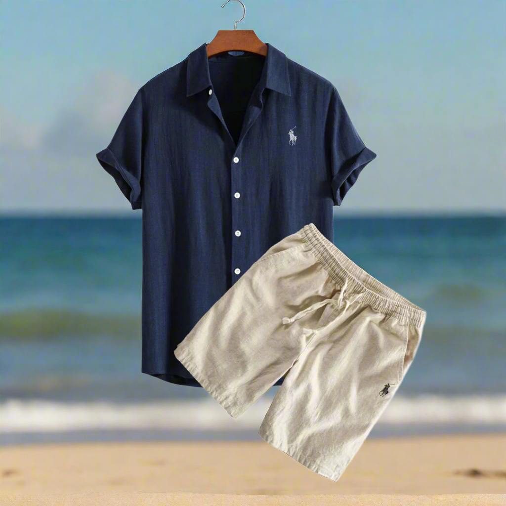 Men's Linen Shirt and Shorts Set – Summer Vacation Outfit-Metro Lane Plaza