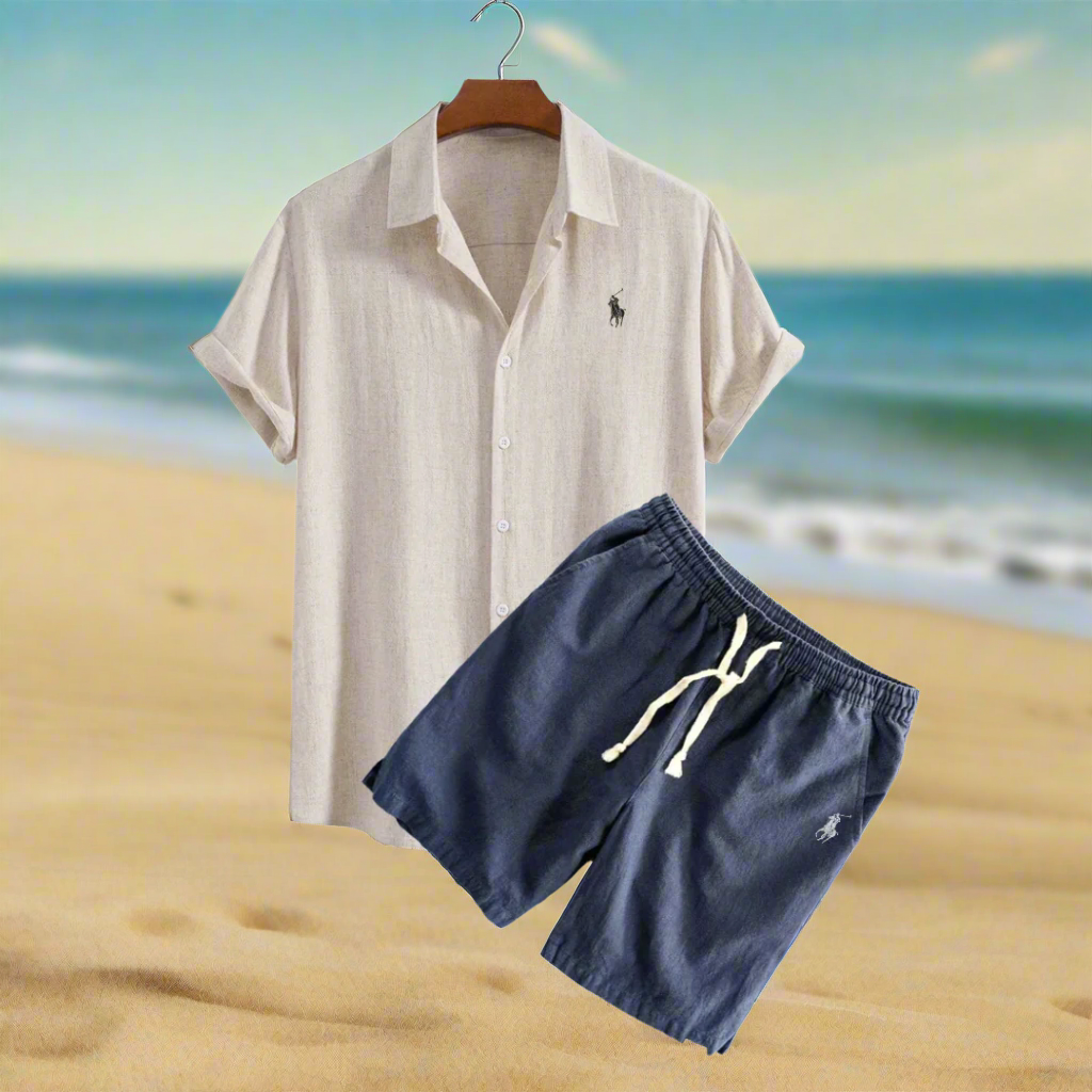 Men's Linen Shirt and Shorts Set – Summer Vacation Outfit-Metro Lane Plaza