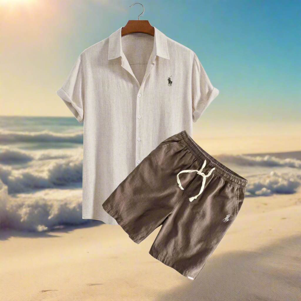 Men's Linen Shirt and Shorts Set – Summer Vacation Outfit-Metro Lane Plaza