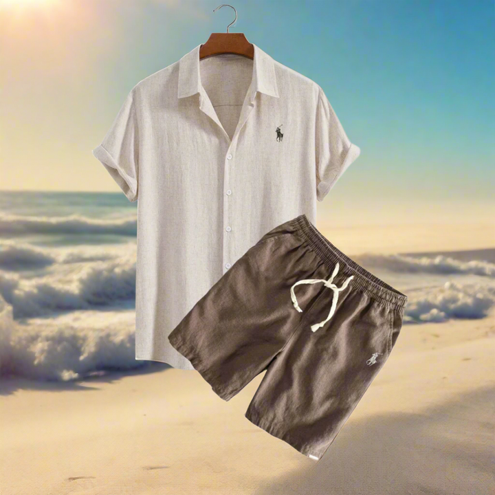 Men's Linen Shirt and Shorts Set – Summer Vacation Outfit-Metro Lane Plaza