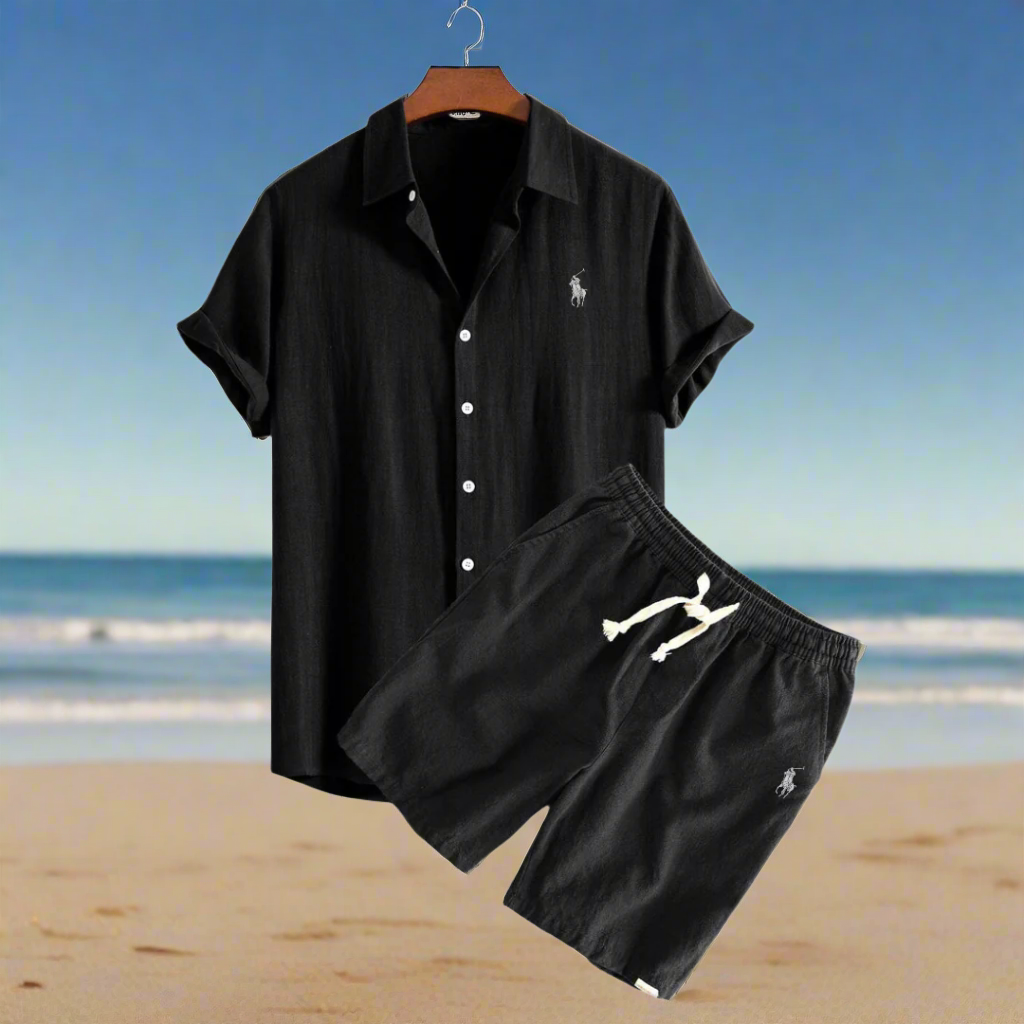 Men's Linen Shirt and Shorts Set – Summer Vacation Outfit-Metro Lane Plaza