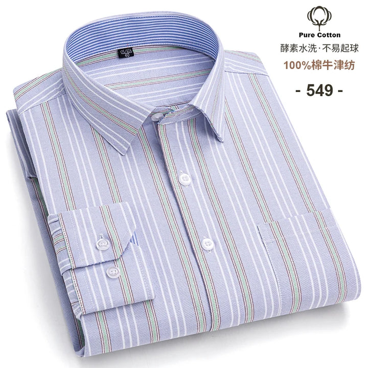 Men's Long Sleeve Cotton Oxford Plaid Button Down Casual Shirt S-7XL-Metro Lane Plaza