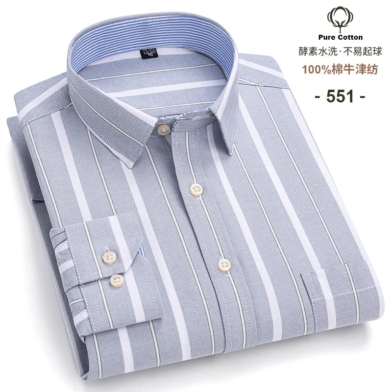 Men's Long Sleeve Cotton Oxford Plaid Button Down Casual Shirt S-7XL-Metro Lane Plaza