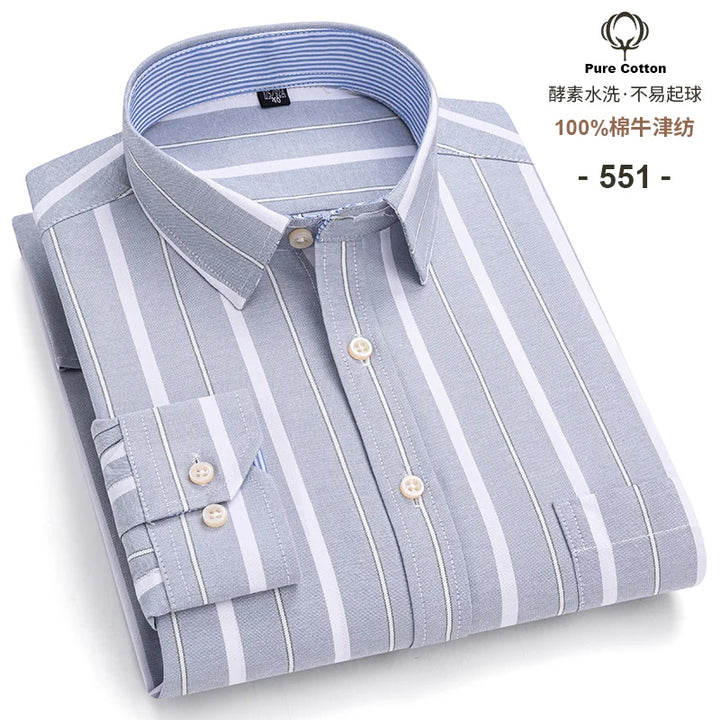 Men's Long Sleeve Cotton Oxford Plaid Button Down Casual Shirt S-7XL-Metro Lane Plaza