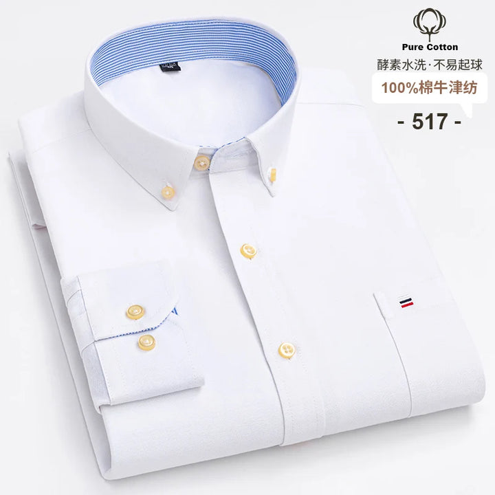 Men's Long Sleeve Cotton Oxford Plaid Button Down Casual Shirt S-7XL-Metro Lane Plaza