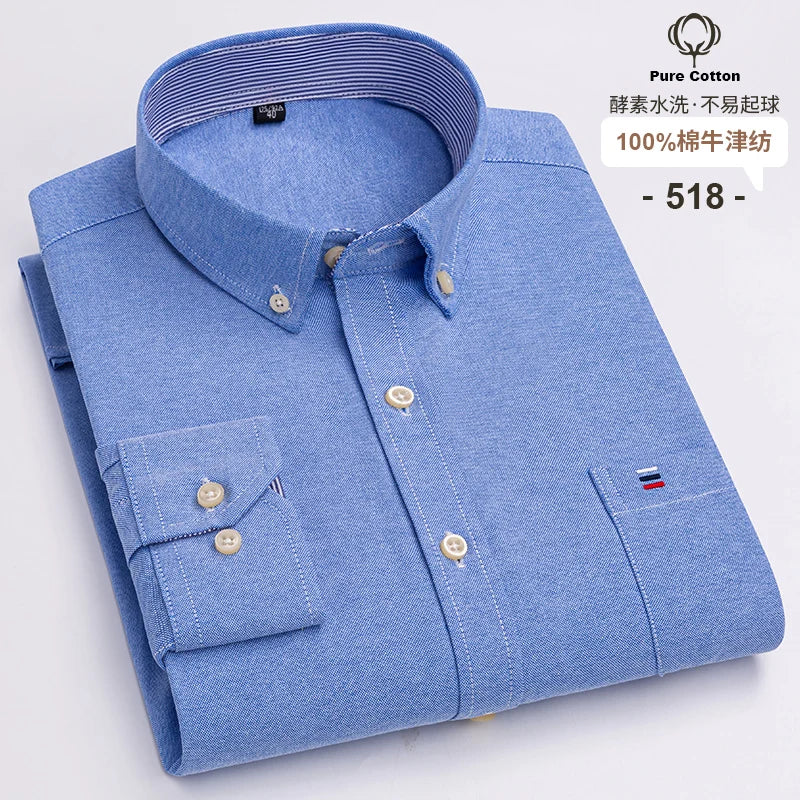 Men's Long Sleeve Cotton Oxford Plaid Button Down Casual Shirt S-7XL-Metro Lane Plaza