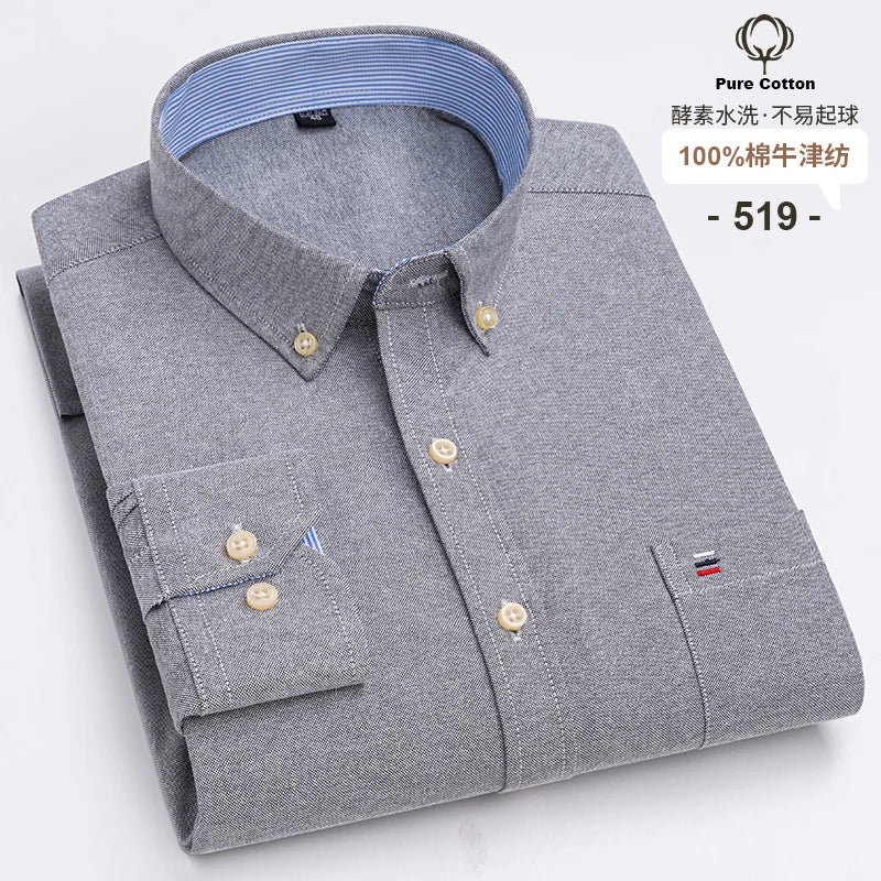 Men's Long Sleeve Cotton Oxford Plaid Button Down Casual Shirt S-7XL-Metro Lane Plaza